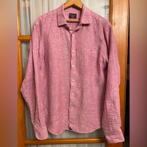 UNTUCKit Pink Laleure Casual Button Down 100% Linen Shirt Size Medium